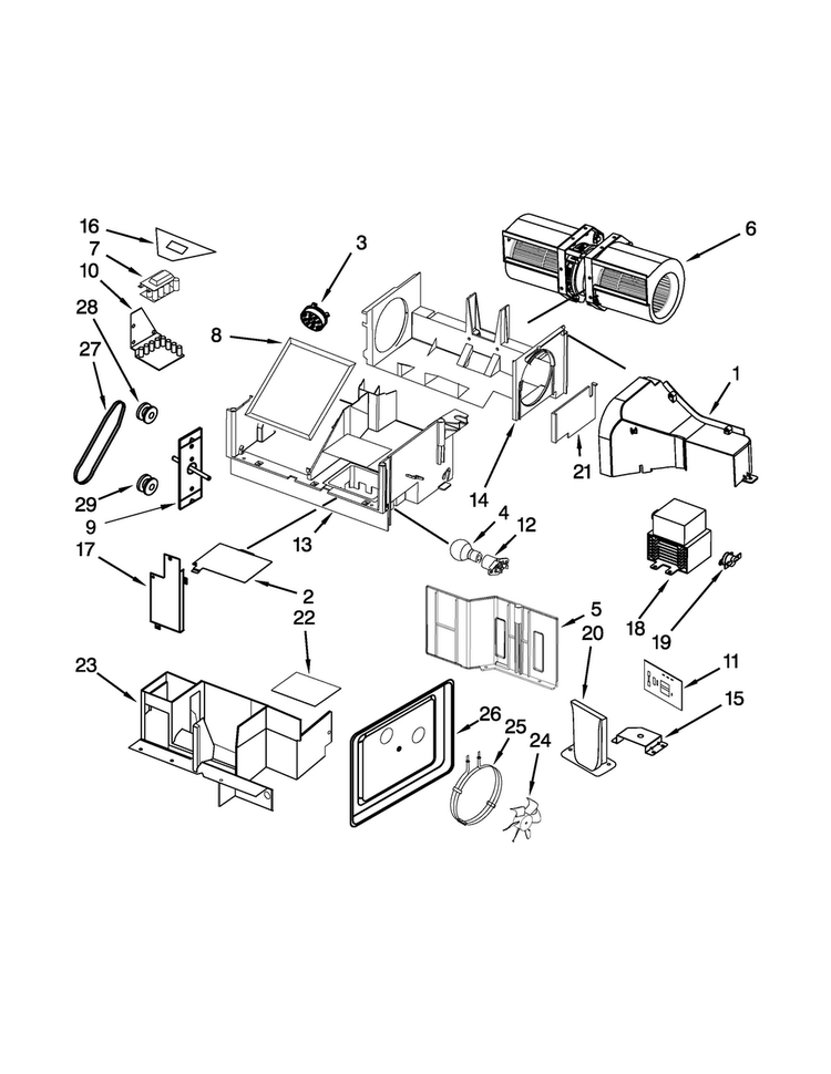 Air Flow Parts Diagram and Parts List for JMV9186WP2  Jenn-Air Microwave