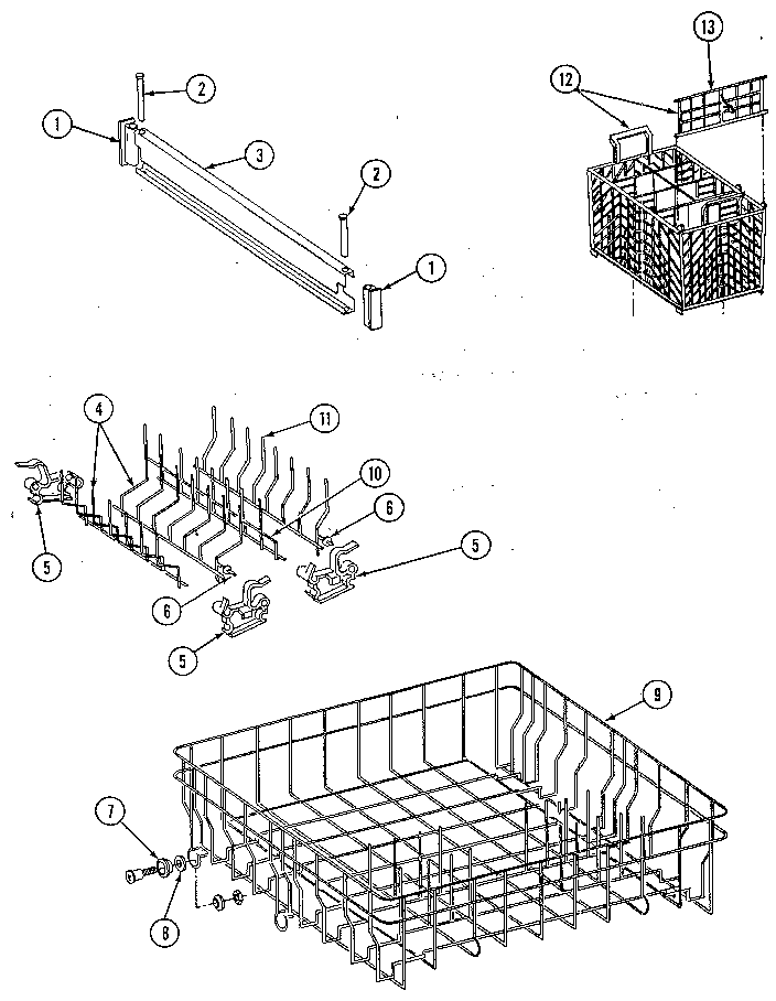 Racks Diagram and Parts List for DU598  Jenn-Air Dishwasher