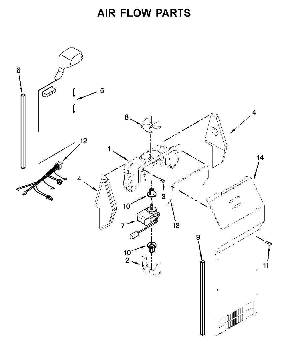 Air Flow Parts Diagram and Parts List for 1064651753713  Kenmore Refrigerator