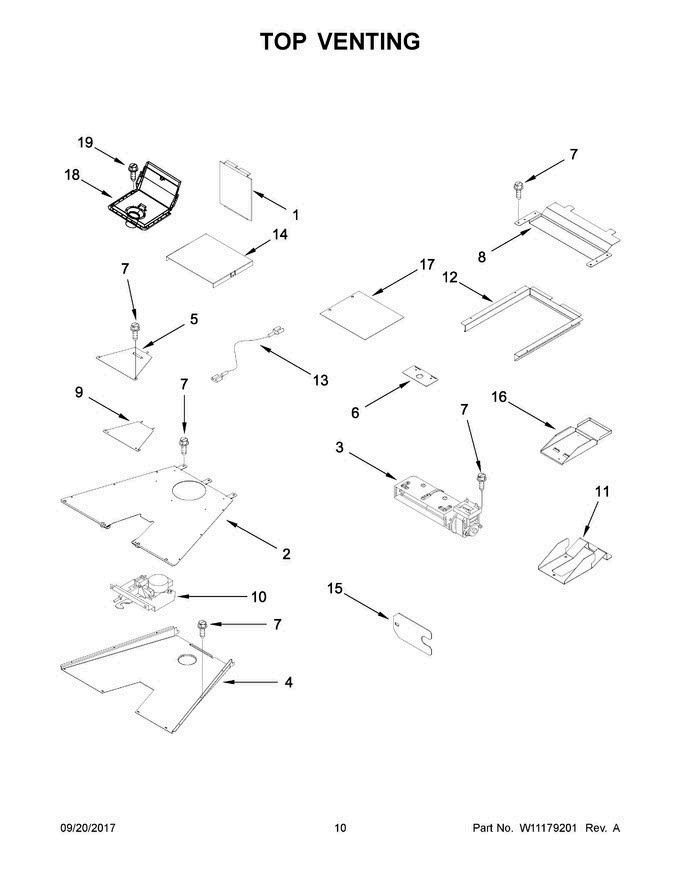 06 - Top Venting Diagram and Parts List for JLRP430WP01  Jenn-Air Range