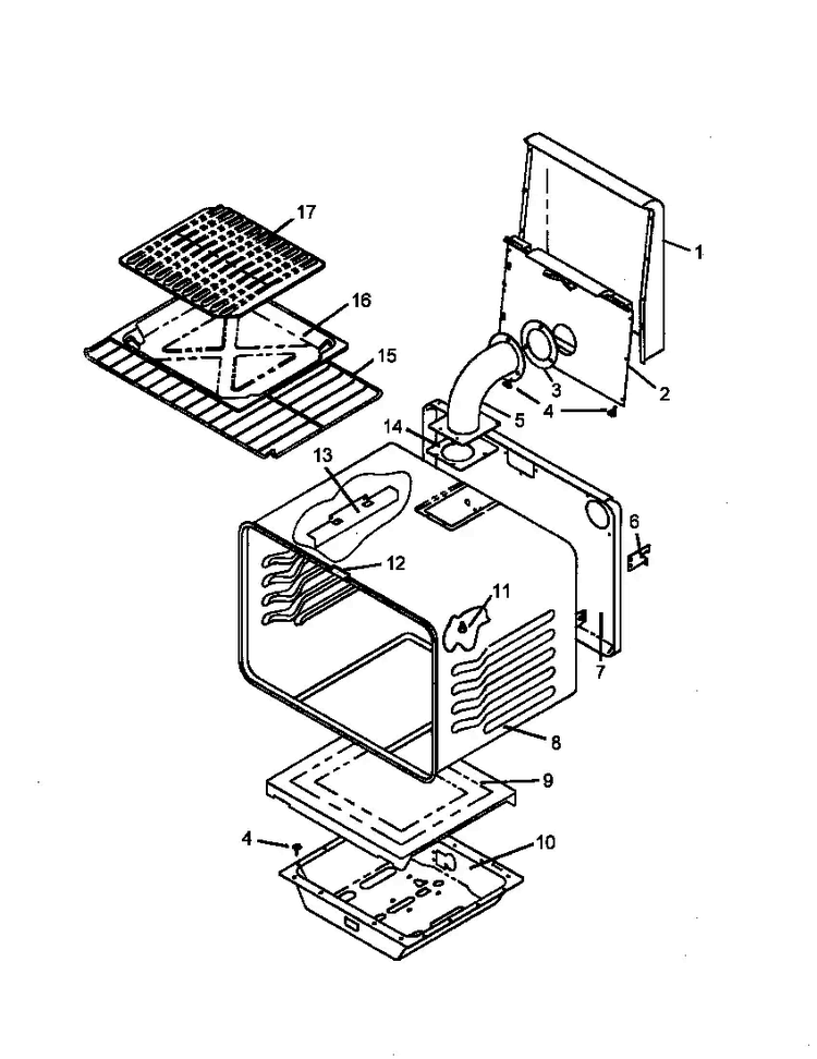 Cabinet Assembly Diagram and Parts List for AGS730W-P1141263NW  Amana Range