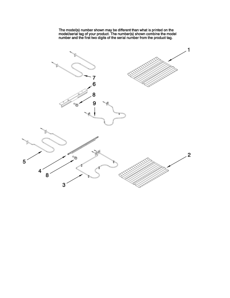 Rack And Element Parts Diagram and Parts List for MER6755AAQ25  Maytag Range
