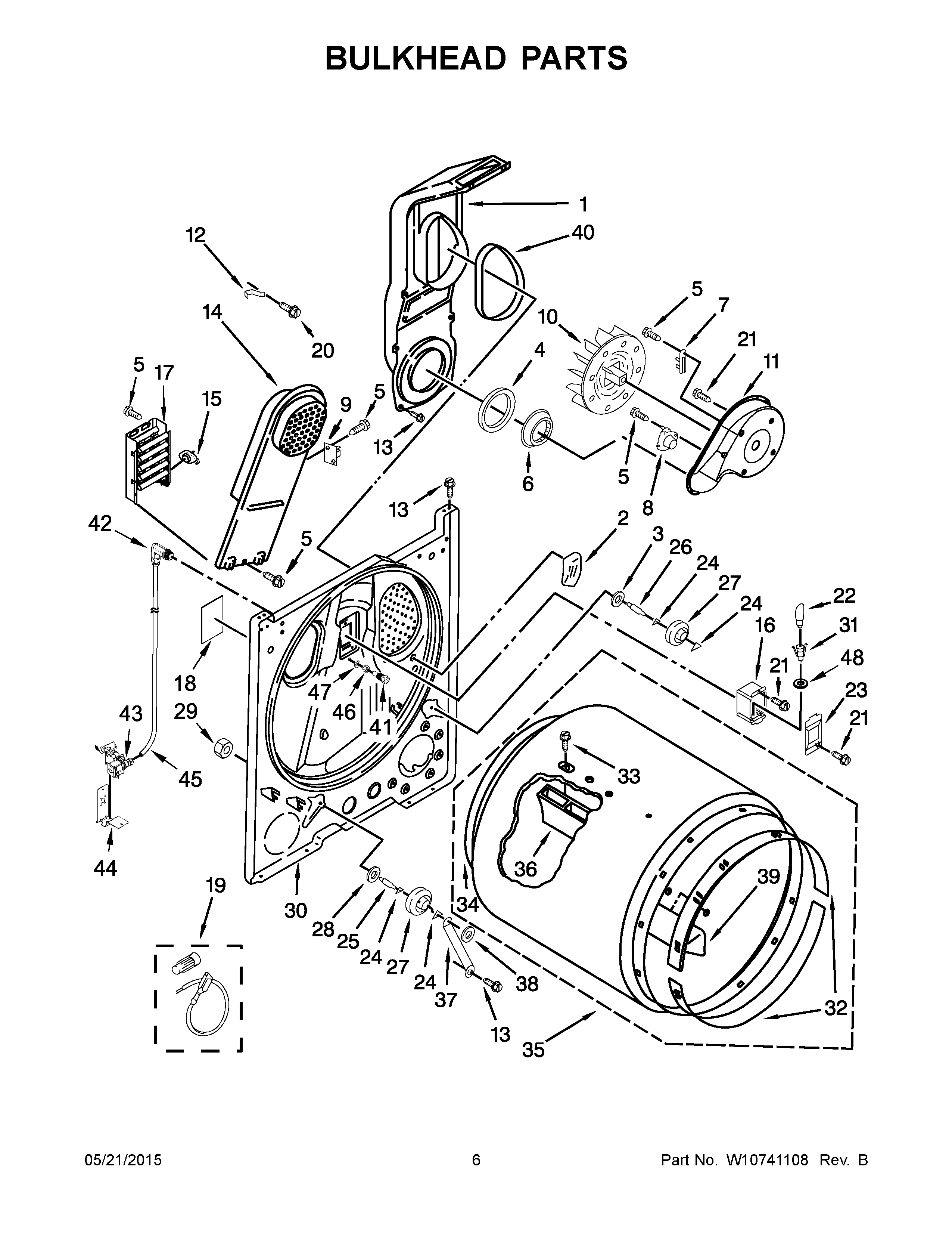 04 - BULKHEAD PARTS Diagram and Parts List for YMEDX6STBW0  Maytag Dryer