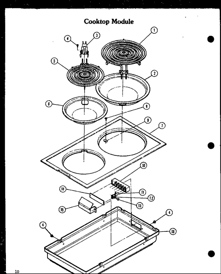 Cooktop Module Diagram and Parts List for AKD-1B P85558-2S Amana Range
