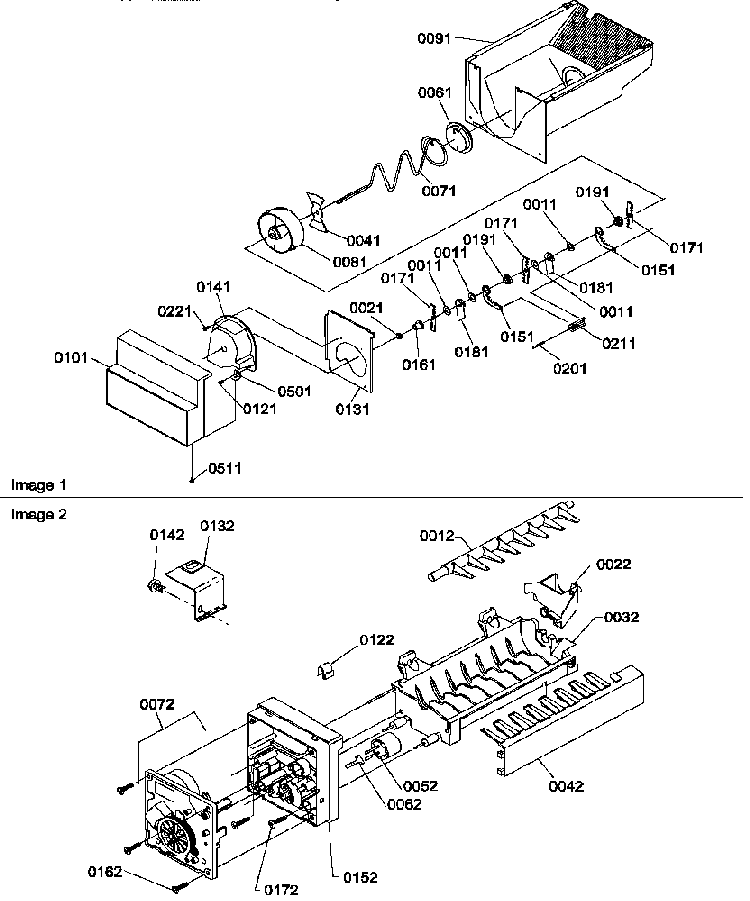 Icemaker Diagram and Parts List for SRDE25TPE-P1190314WE  Amana Refrigerator