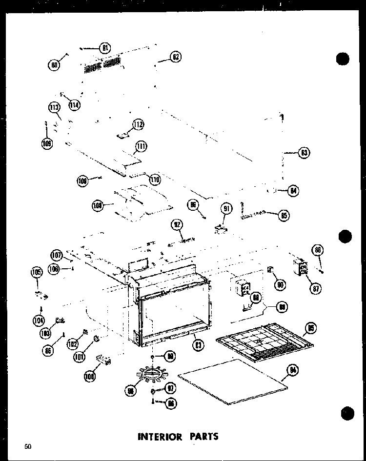 Interior Parts Diagram and Parts List for RC-7PB P71300-1M Amana Microwave