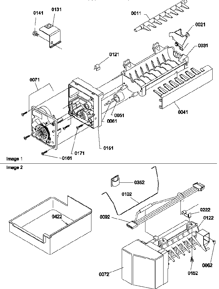 Ice Maker Assembly Parts Diagram and Parts List for TZI18V2E-P1319001WE  Amana Refrigerator