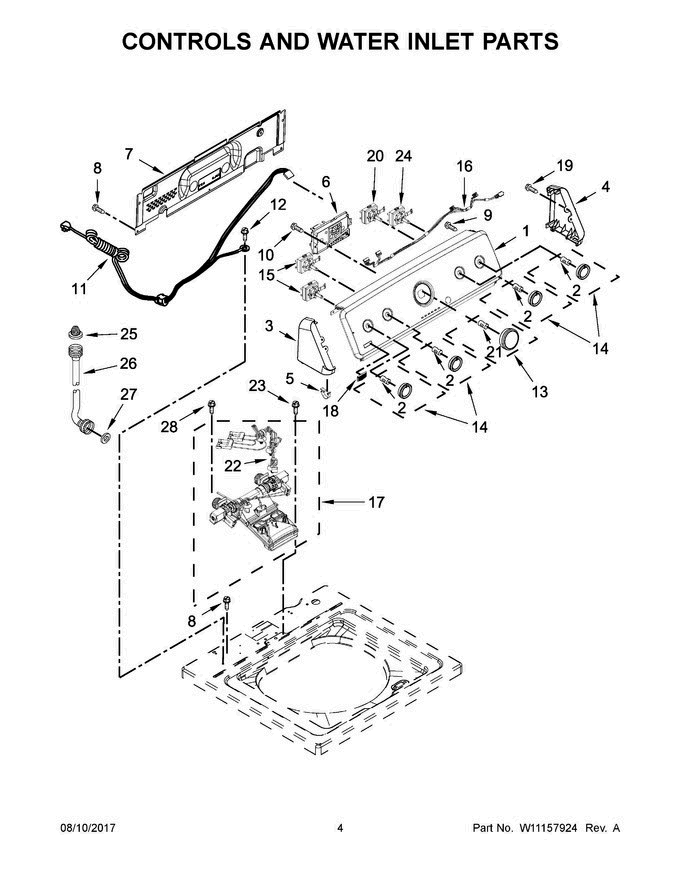 03 - Controls And Water Inlet Parts Diagram and Parts List for 7MMVWC200DW2  Maytag Washer