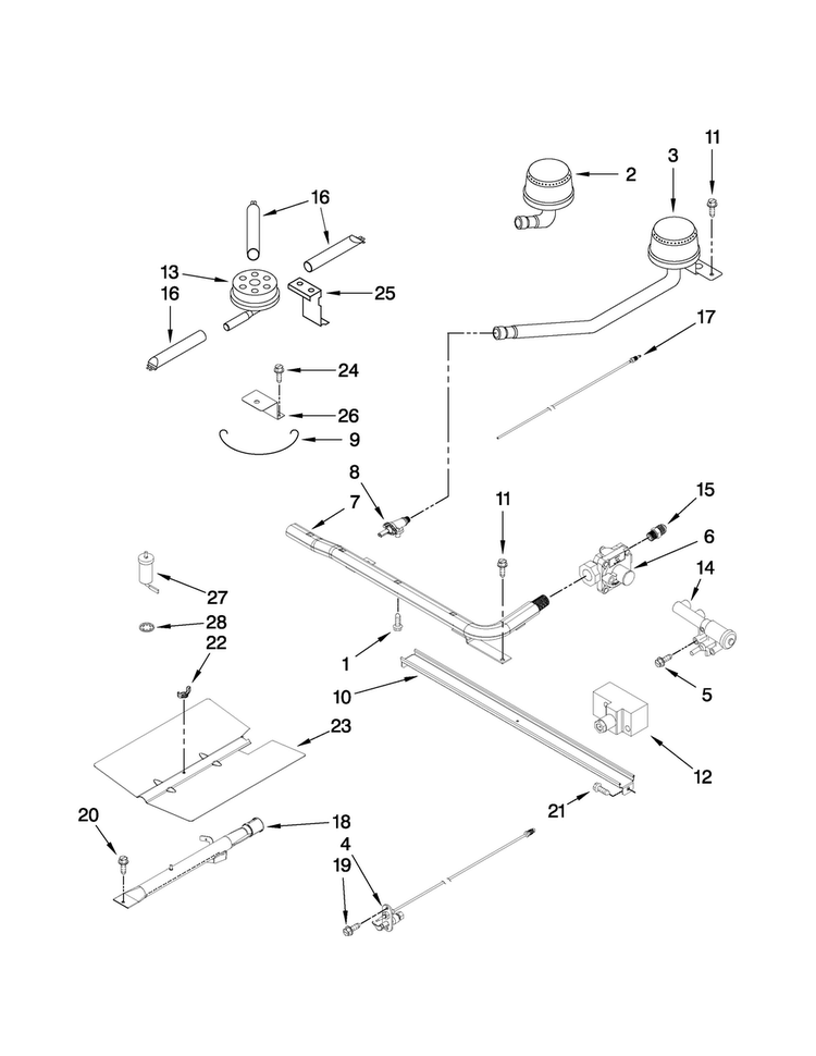 Manifold Parts Diagram and Parts List for CLY1620BDS12  Magic Chef Range