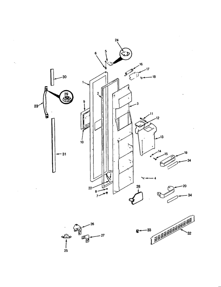 Freezer Door Diagram and Parts List for RC20LA-3AW-BS10A  Magic Chef Refrigerator