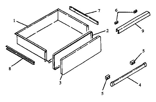 Storage Drawer Diagram and Parts List for RST359 ALL Caloric Range