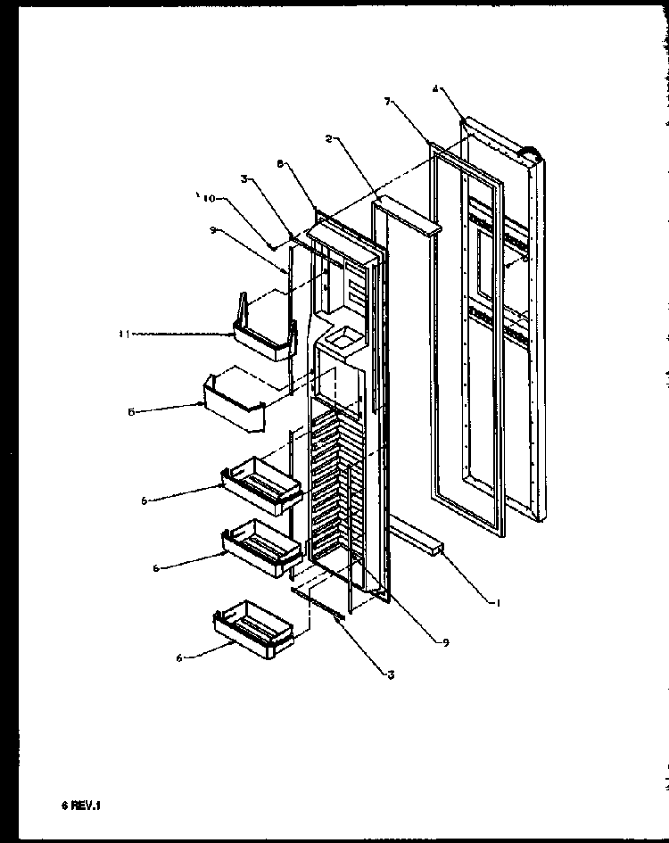 Freezer Door Diagram and Parts List for 2599CIWEL-P1170601WL  Amana Refrigerator