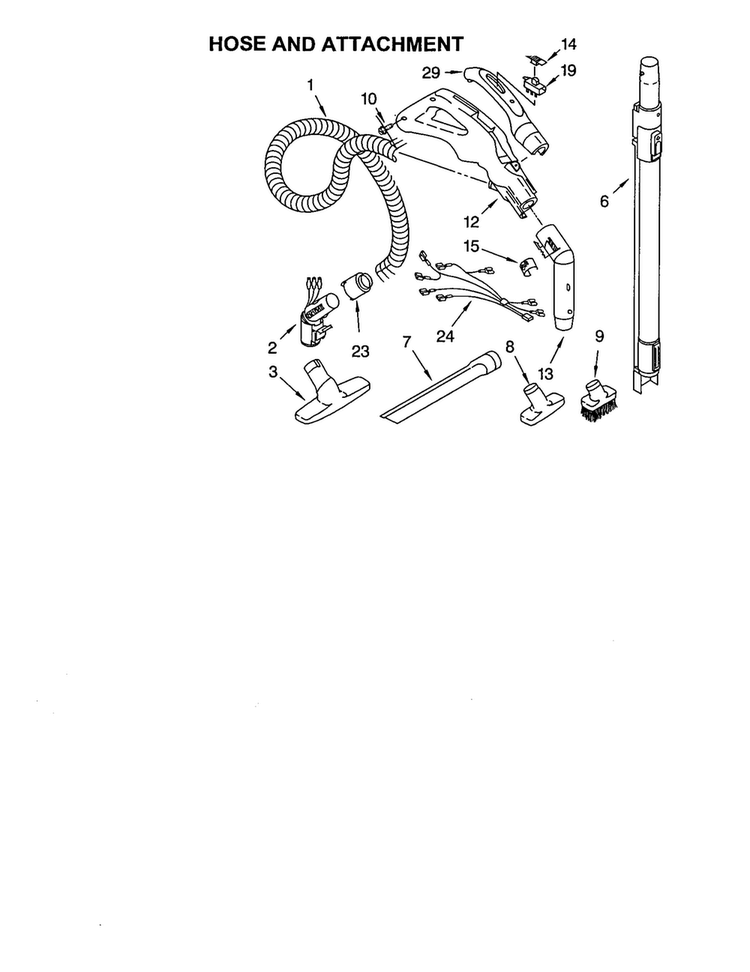 Hose And Attachment Diagram and Parts List for 11620813004  Kenmore Canister Vacuum