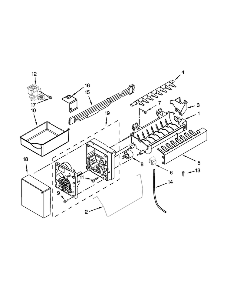 Ice Maker Parts Diagram and Parts List for MFC2062DEM01  Maytag Refrigerator