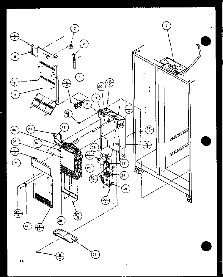 Evaporator And Air Handling Diagram and Parts List for SZDE20KB-P1117602W  Amana Refrigerator