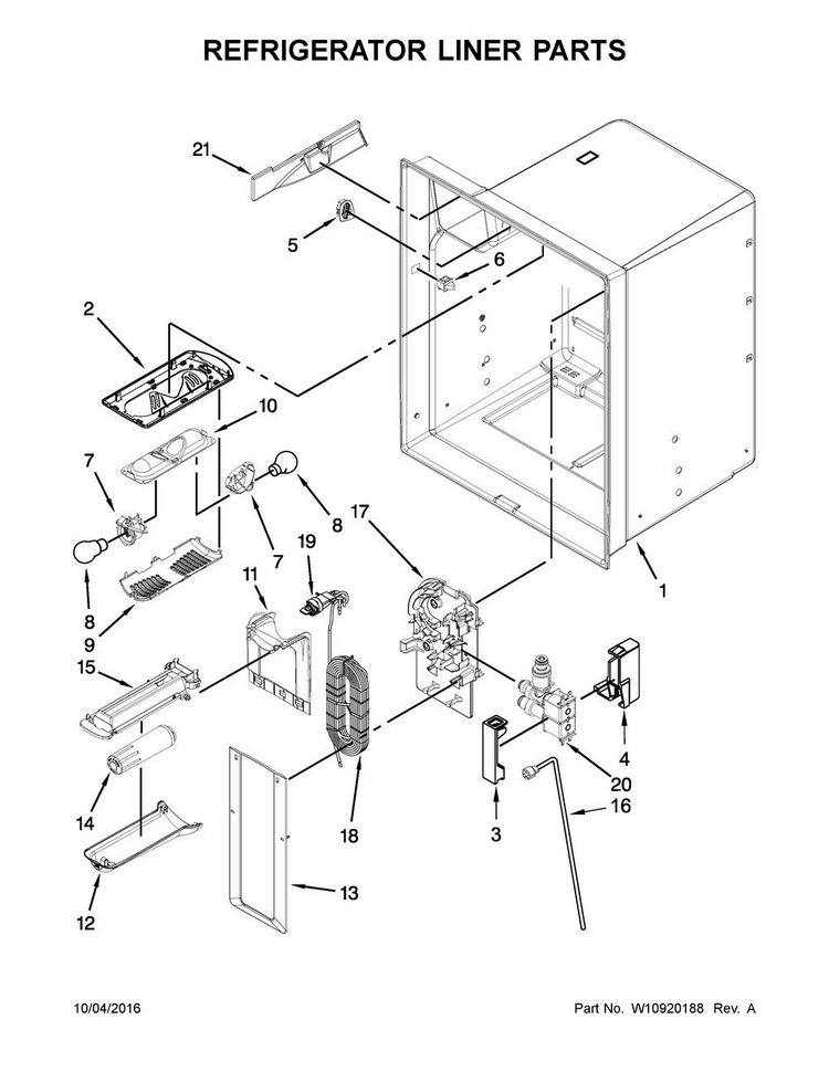 Refrigerator Liner Parts Diagram and Parts List for MFI2570FEB00  Maytag Refrigerator