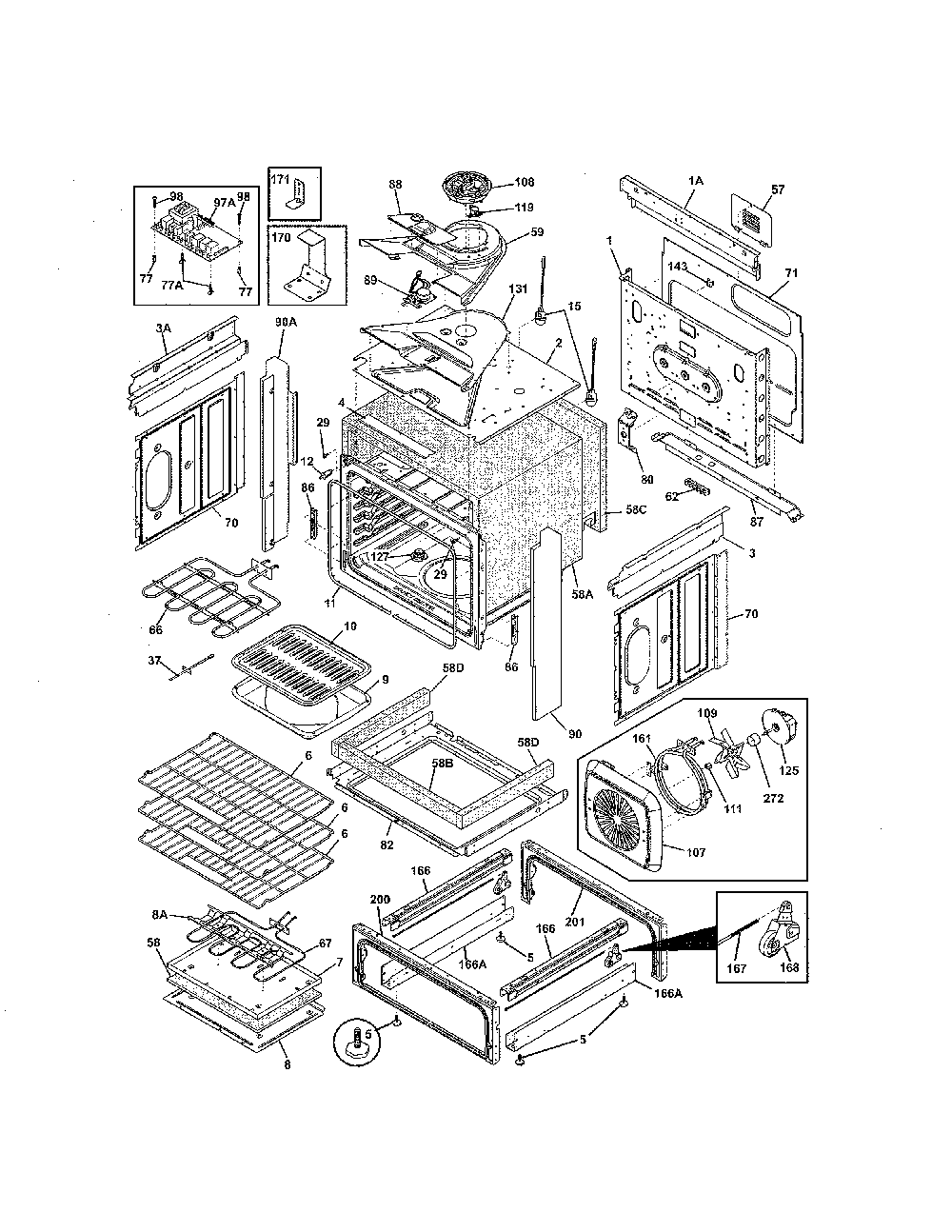 Body Diagram and Parts List for 79042559310  Kenmore Range