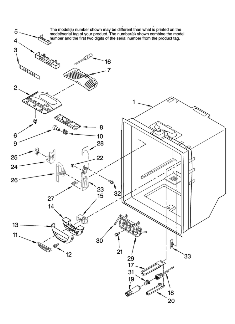 Refrigerator Liner Parts Diagram and Parts List for JBL2088HES13  Jenn-Air Refrigerator