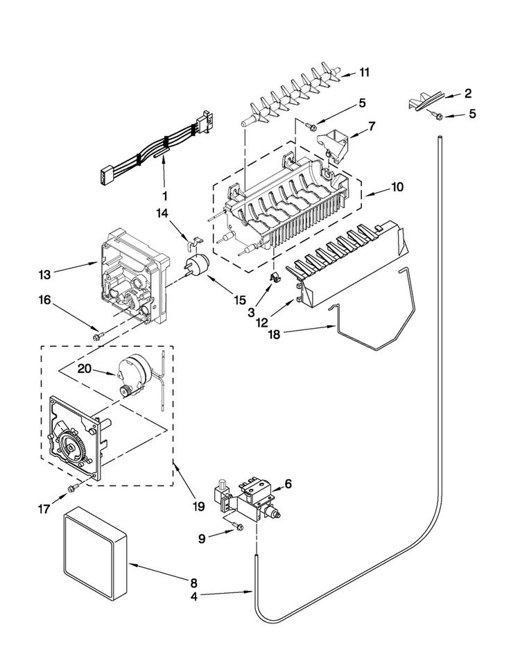 Icemaker Parts Diagram and Parts List for MSD2273VES02  Maytag Refrigerator