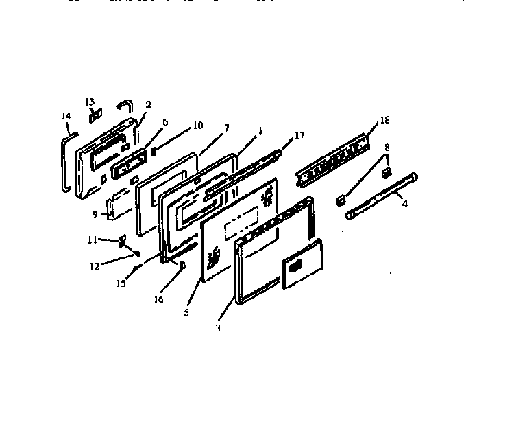 Oven Door Diagram and Parts List for RST310UK-P1130738NK  Caloric Range