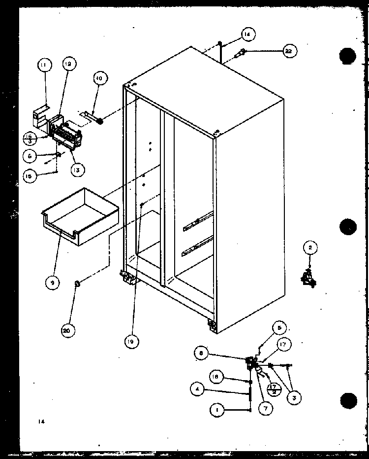Factory Installed Ice Maker Diagram and Parts List for SZI20ML-P1120101WL  Amana Refrigerator