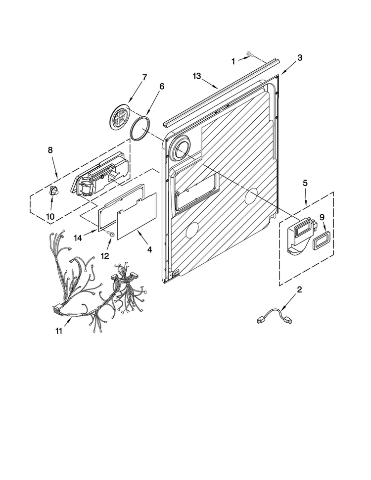 Door And Latch Parts Diagram and Parts List for MDB6769AWB0  Maytag Dishwasher