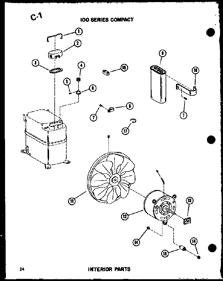 Interior Parts Diagram and Parts List for ES9-2MS P54974-46R Amana Air Conditioner