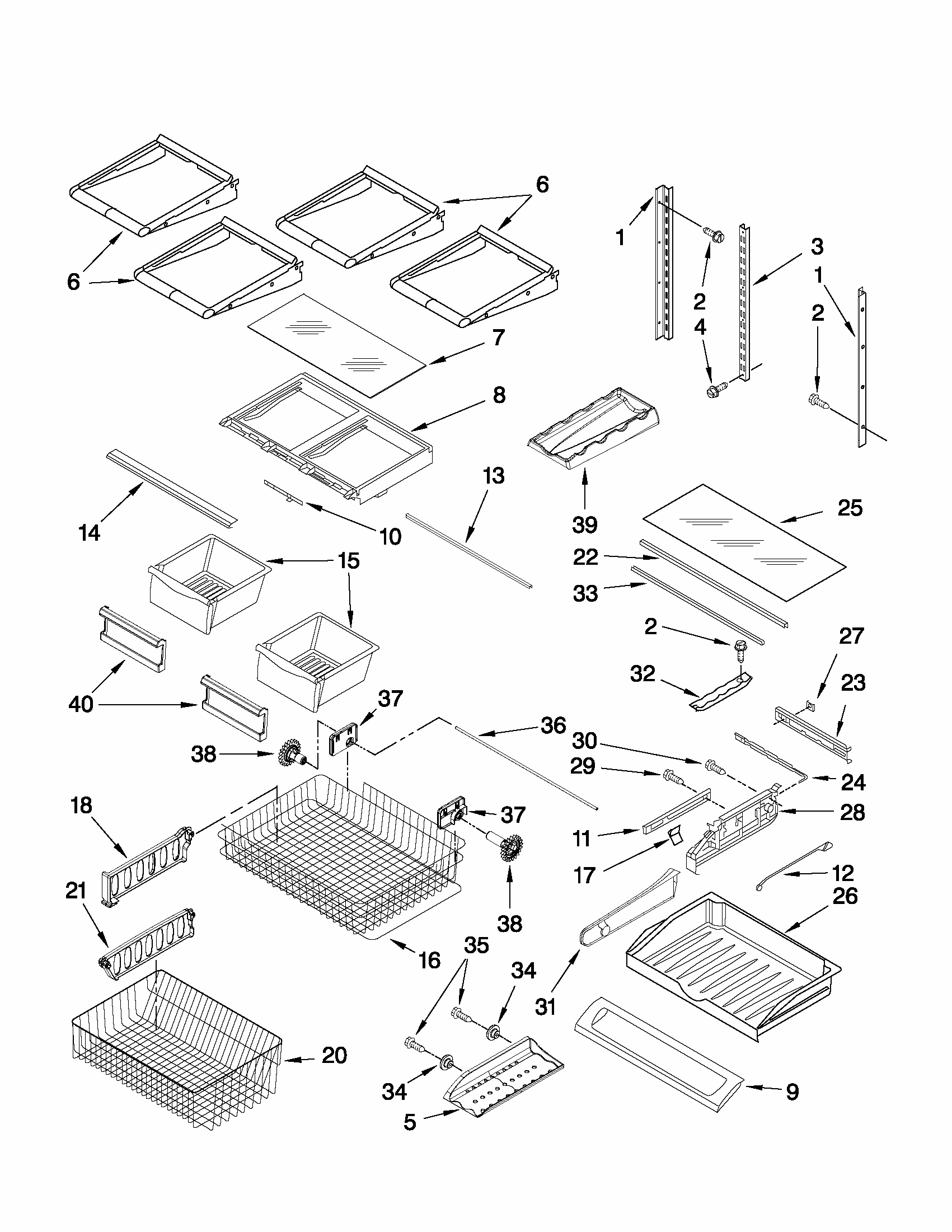 Shelf Parts Diagram and Parts List for GB2026LEKS8  Amana Refrigerator