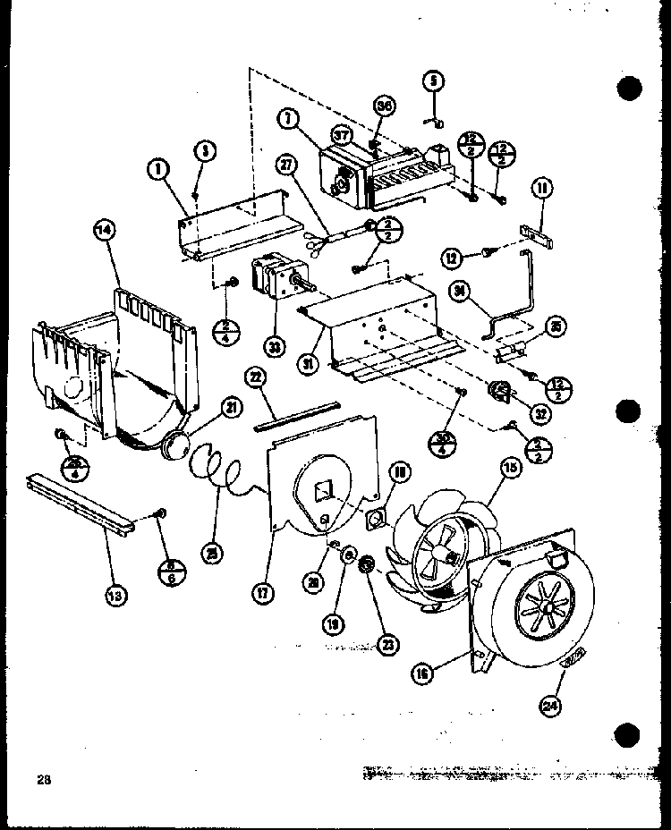 Icemaker/fan, Motor Diagram and Parts List for SRI19GL-P7745504WL  Amana Refrigerator