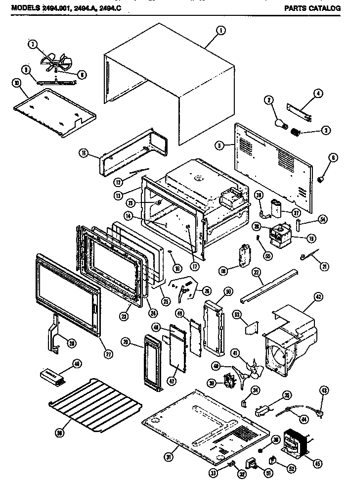 Mw Parts Diagram and Parts List for 2494A  Amana Microwave