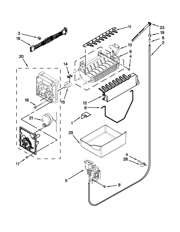 Icemaker Parts Diagram and Parts List for MBR1953YES4  Maytag Refrigerator