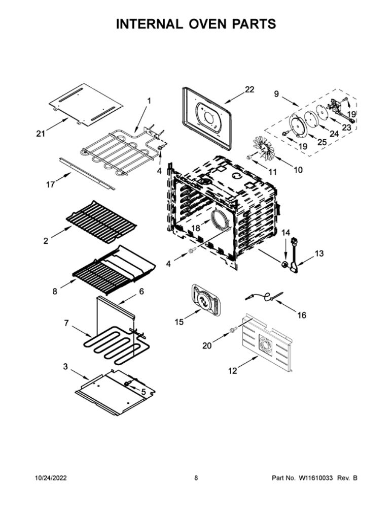 Internal Oven Parts 2 Diagram and Parts List for JMW2427LL00  Maytag Microwave Oven Combo