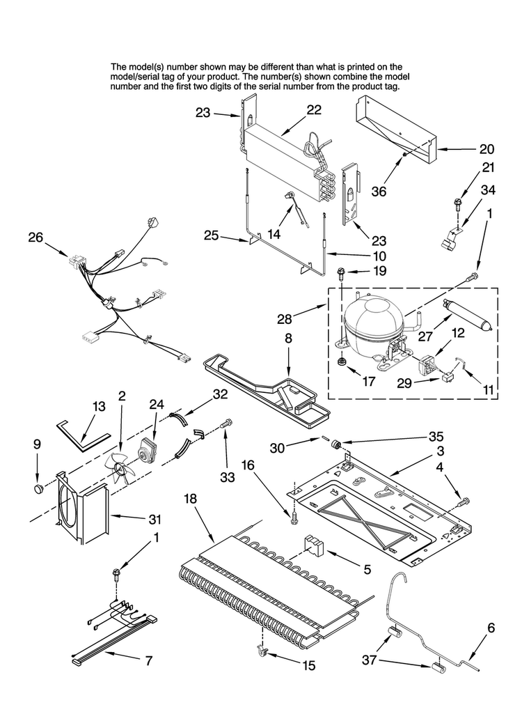 Unit Parts Diagram and Parts List for ABL2527FES12  Amana Refrigerator