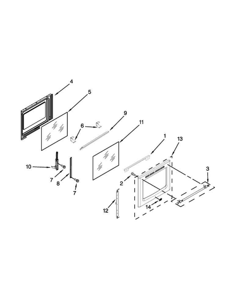 Door Parts Diagram and Parts List for MGR8800DS1  Maytag Range