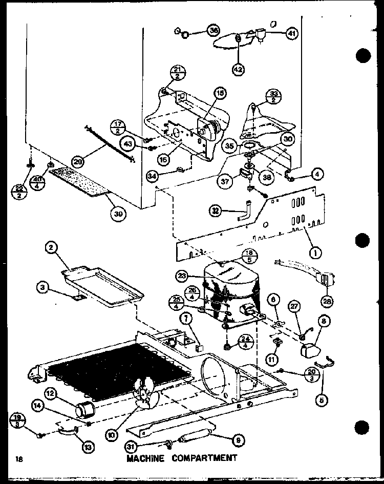 Machine Compartment Diagram and Parts List for SLI22F1-L-P7700009WL  Amana Refrigerator