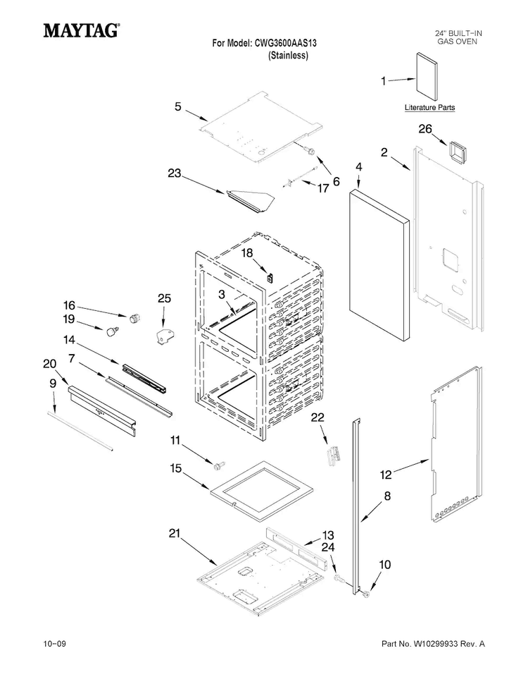 Oven Parts Diagram and Parts List for CWG3600AAS13  Maytag Wall Oven