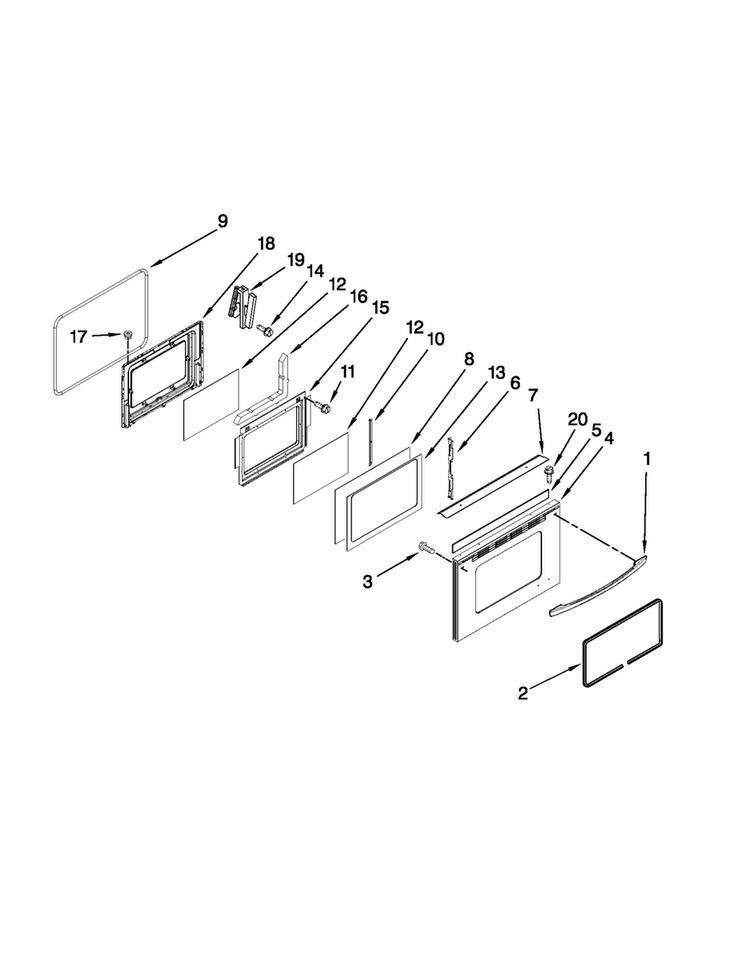 Lower Door Parts Diagram and Parts List for MER6765BAS18  Maytag Range