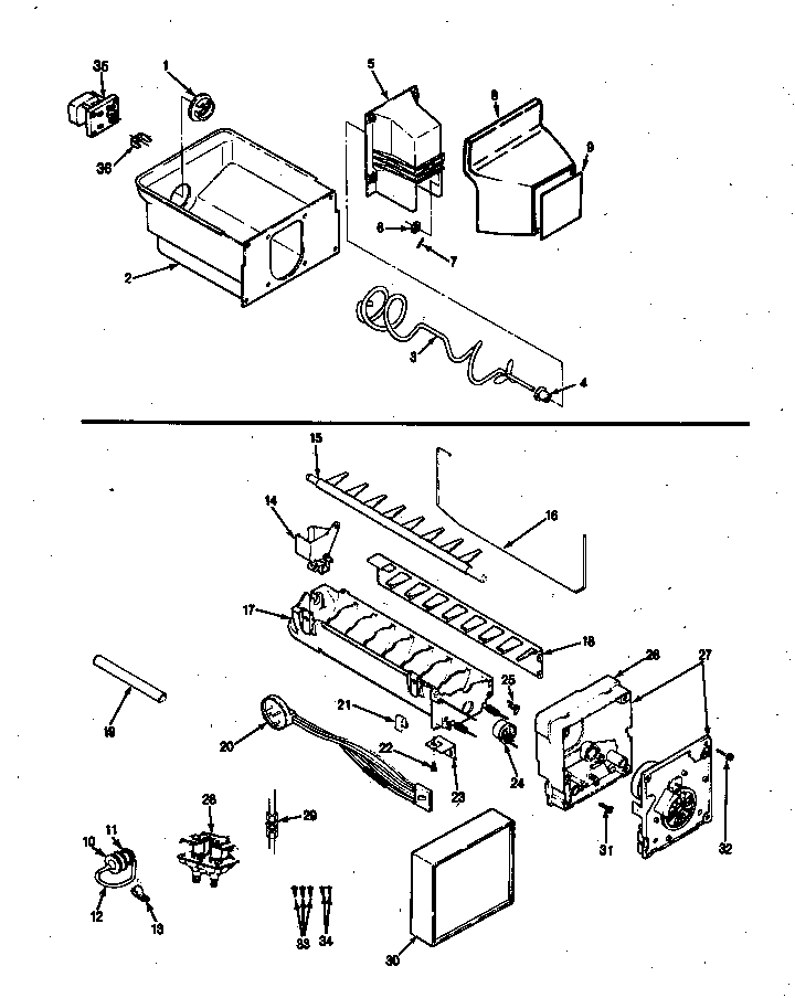 Ice Maker & Bin Diagram and Parts List for RC20LA-3AW-BS10C  Magic Chef Refrigerator