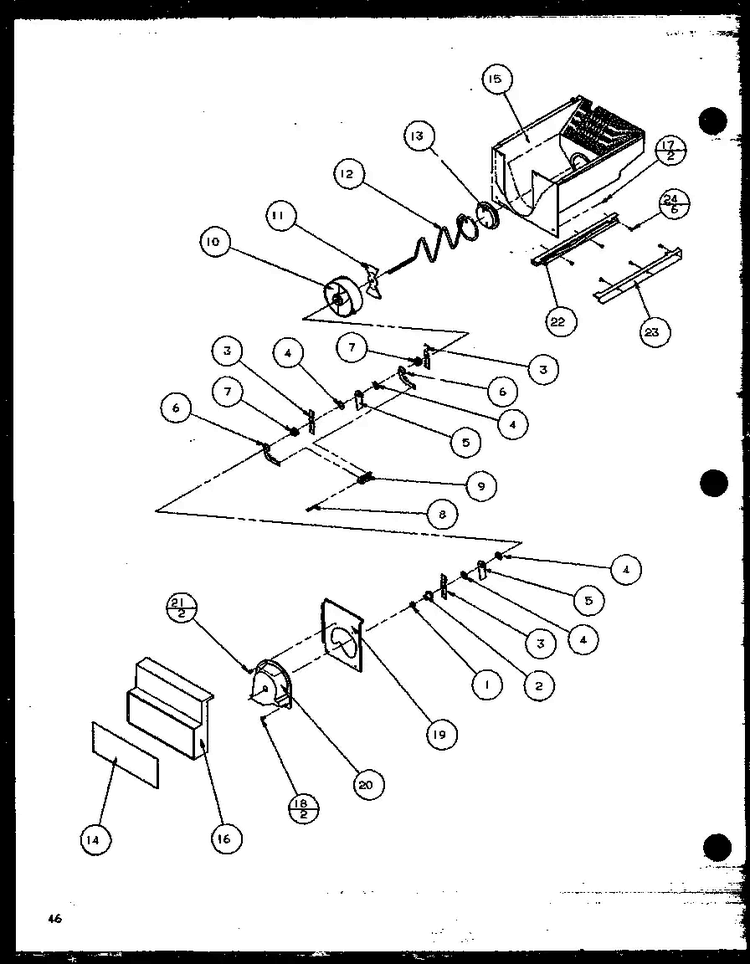 Crushed Ice Bucket Diagram and Parts List for 35541W-P1121709WW  Amana Refrigerator
