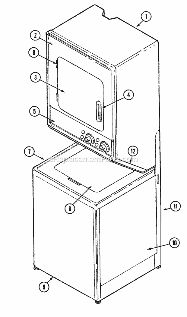 FRONT Diagram and Parts List for LSE7806ACE  Maytag Washer Dryer Combo