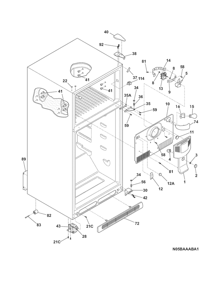 Cabinet Diagram and Parts List for CRT215HPW1  Crosley Refrigerator