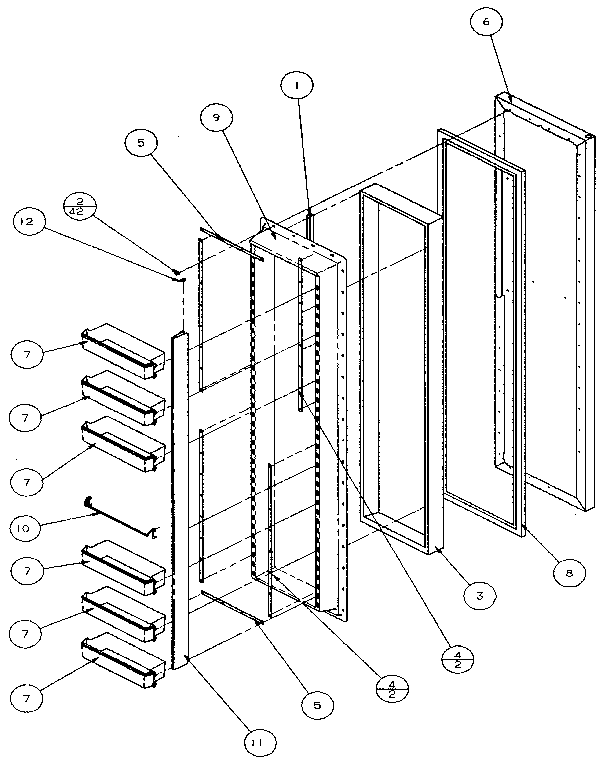 Freezer Door Diagram and Parts List for 36048-P1122102W  Amana Refrigerator