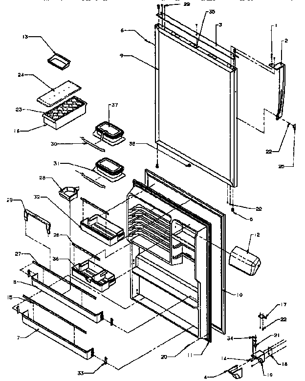 Refrigerator Door Diagram and Parts List for TS18RB-P1158407W  Amana Refrigerator