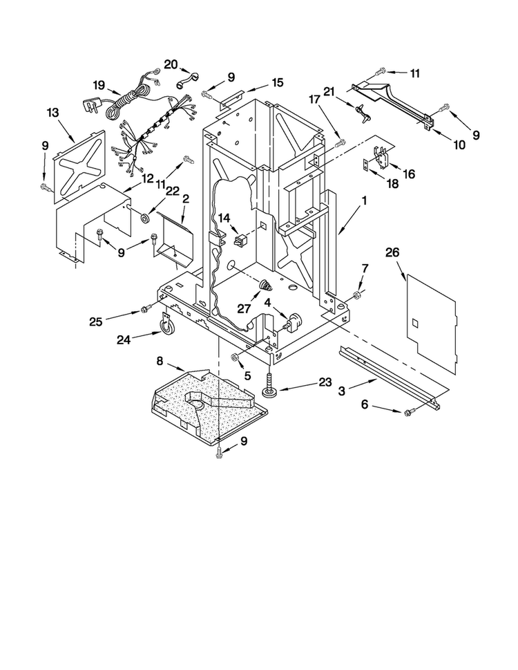 Frame Parts Diagram and Parts List for MTUC7000AWW2  Maytag Trash Compactor