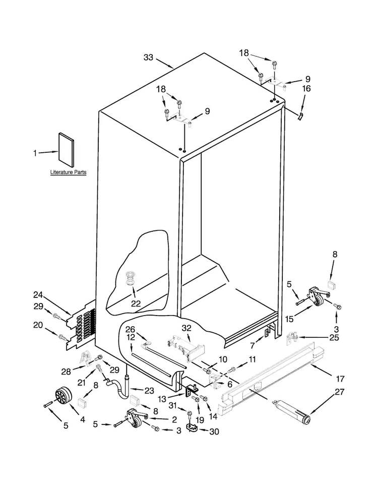 Cabinet Parts Diagram and Parts List for ASD2275BRB02  Amana Refrigerator
