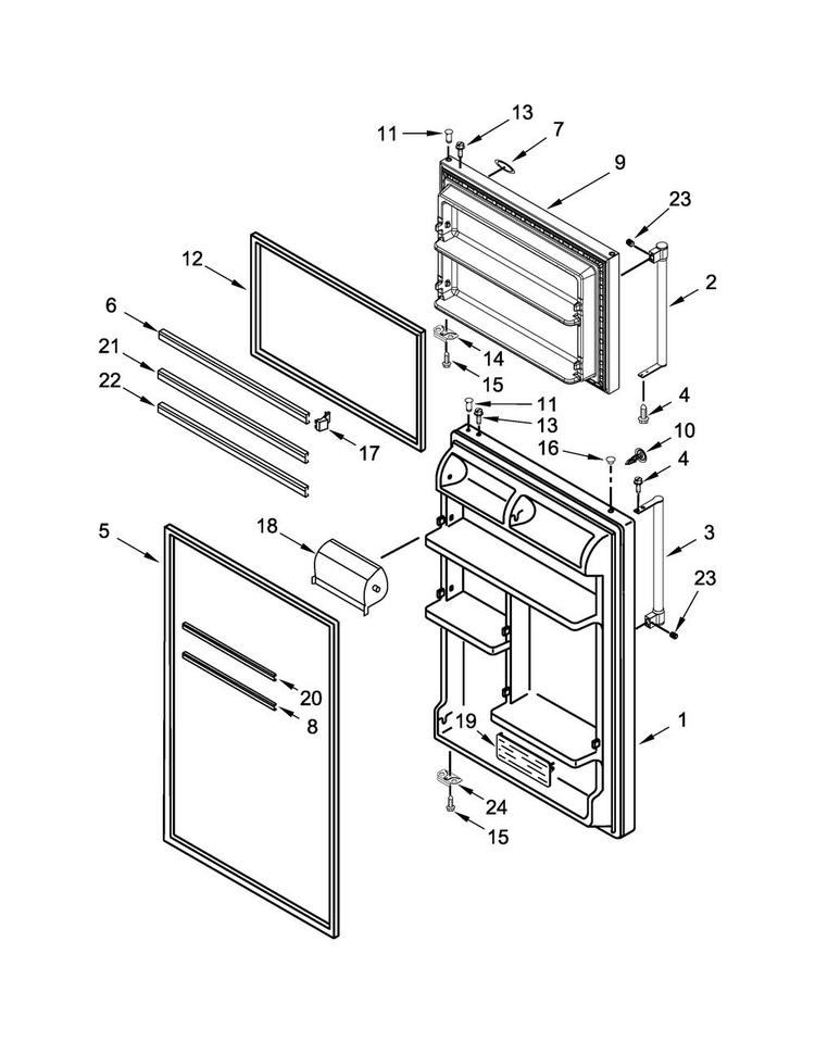 Door Parts Diagram and Parts List for MRT318FZDM00  Maytag Refrigerator