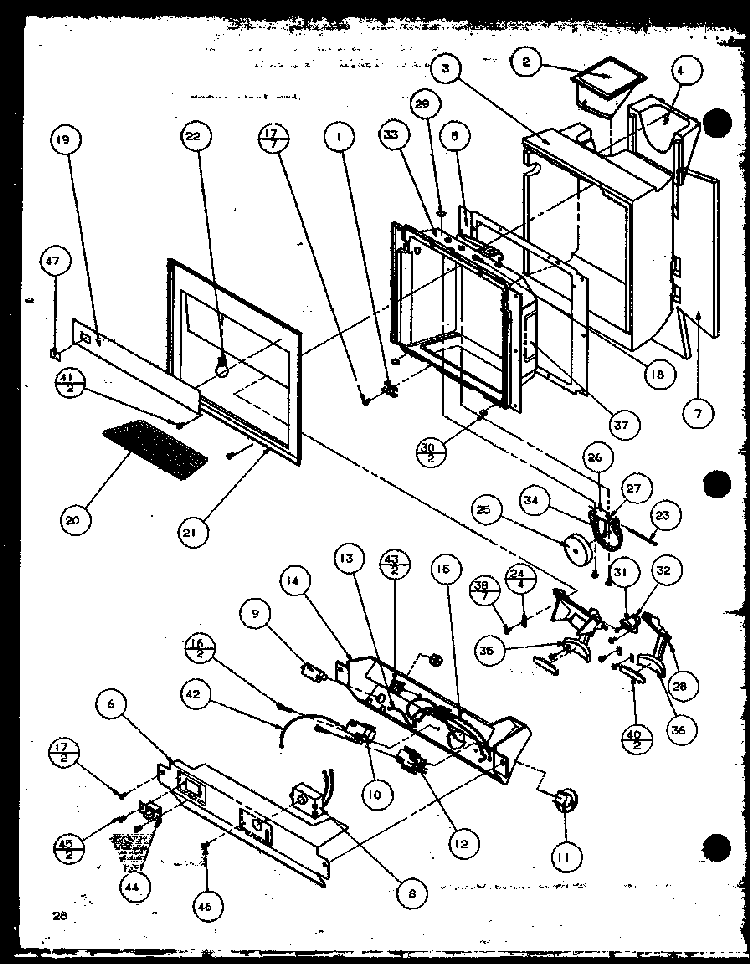 Ice And Water Cavity Diagram and Parts List for 36501W-P1121705WW  Amana Refrigerator