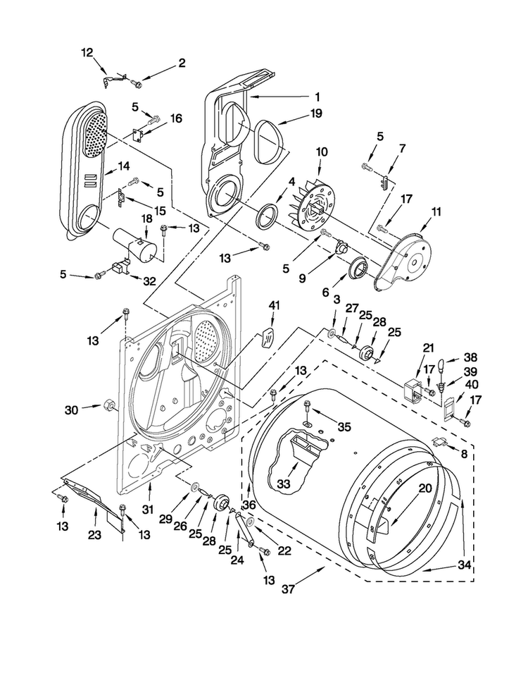Bulkhead Parts Diagram and Parts List for MGDC300XW0  Maytag Dryer