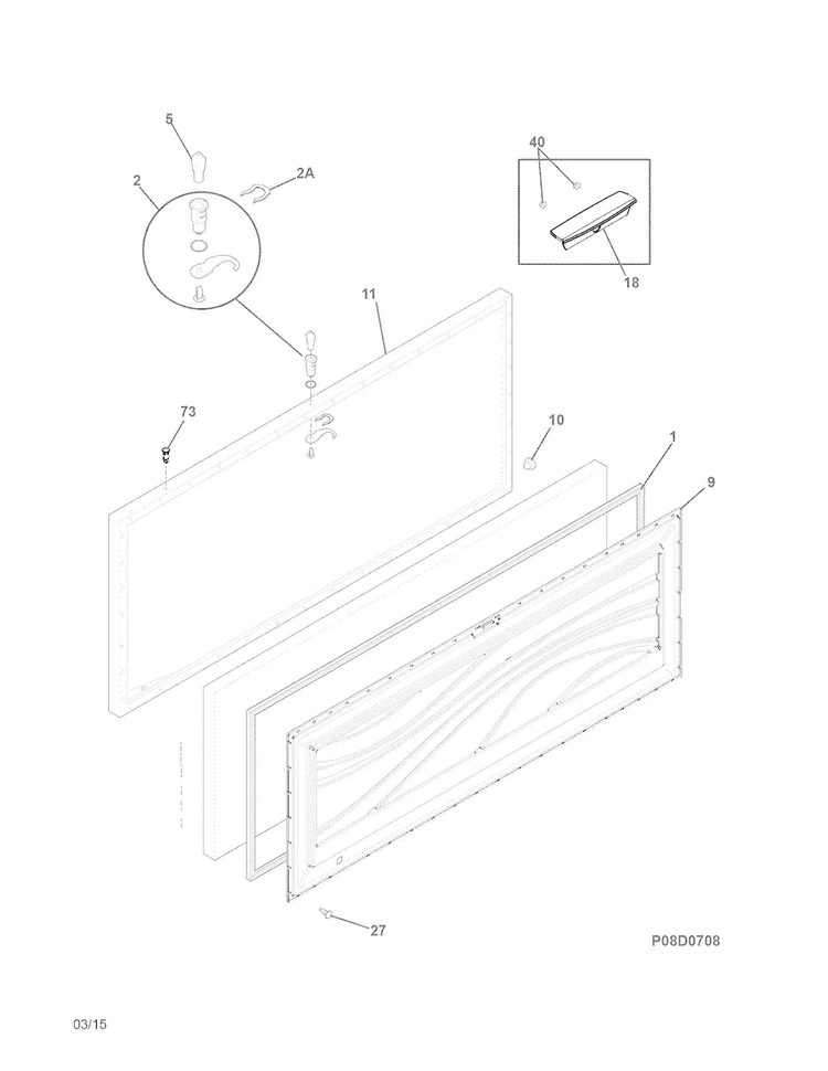 Door Diagram and Parts List for CFC092QWA  Crosley Freezer