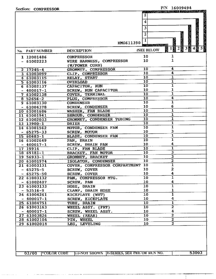 Compressor Page 2 Diagram and Parts List for HMG611390  Admiral Refrigerator